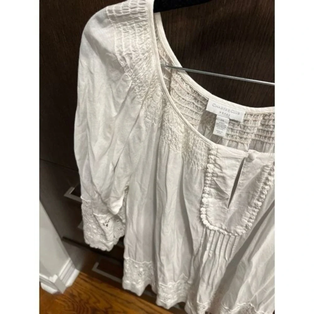 Charter‎ Club white blouse woman's 2XL